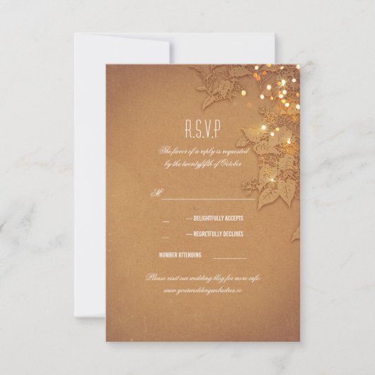 Elegant String Lights Trouwring RSVP kaarten Kaartje (Voorkant)