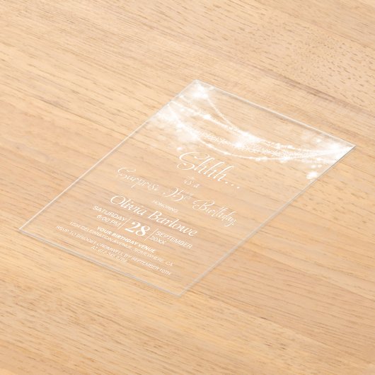 Elegant String Lights Verrassing 95ste Verjaardags Acryl Uitnodigingen (Laagn)