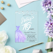 Elegant String Lights Violet Dress Sweet 16 Acryl Uitnodigingen (Insitu (Huwelijk))