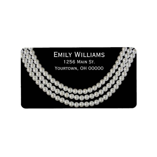 Elegant String of Pearls on Black Etiket (Voorkant)