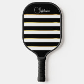 Elegant Stripe Black Gold White aanpassen Pickleball Paddle (Achterkant)