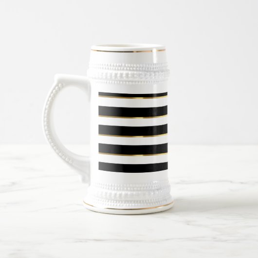 Elegant Stripe Black Gold White Bierpul (Links)