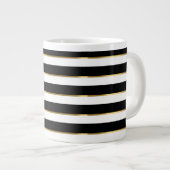 Elegant Stripe Black Gold White Grote Koffiekop (Voorkant rechts)