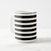 Elegant Stripe Black Gold White Koffiemok (Voorkant links)