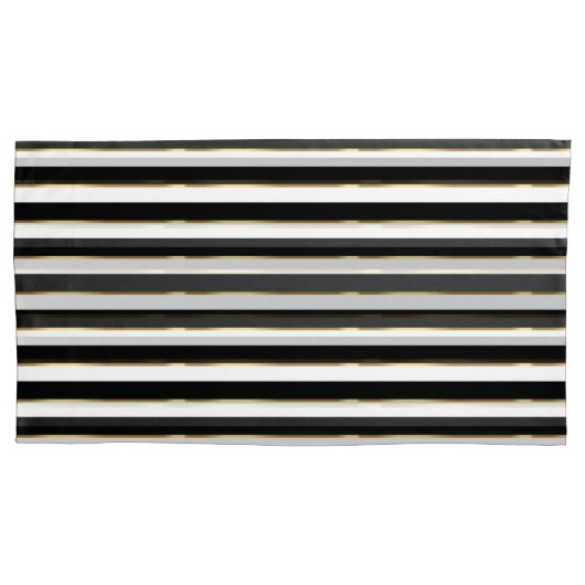 Elegant Stripe Black Gold White Kussensloop (Voorkant-Links)
