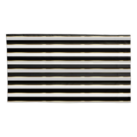 Elegant Stripe Black Gold White Kussensloop (Achterkant-Rechts)