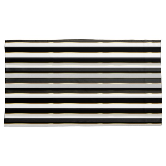 Elegant Stripe Black Gold White Kussensloop (Voorkant-Rechts)