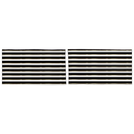 Elegant Stripe Black Gold White Kussensloop (Achterkant-Set)