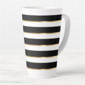 Elegant Stripe Black Gold White Latte Mok (Rechterhoek)