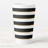 Elegant Stripe Black Gold White Latte Mok (Voorkant)