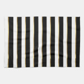 Elegant Stripe Black Gold White Theedoek (Horizontaal)