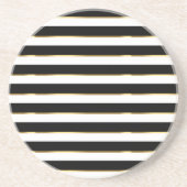 Elegant Stripe Black Gold White Zandsteen Onderzetter (Voorkant)