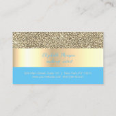 Elegant, Stripe, Blue, Gold Glitter Loyalty Card (Achterkant)