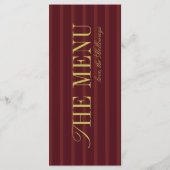 Elegant Stripe Chartreuse Burgundy Wedding Dinner Menu (Achterkant)