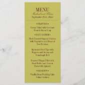 Elegant Stripe Chartreuse Burgundy Wedding Dinner Menu (Voorkant)