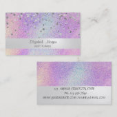 Elegant Stripe Confetti Holographic Visitekaartje (Voorkant / Achterkant)