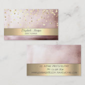Elegant Stripe Confetti Roos Gold Visitekaartje (Voorkant / Achterkant)