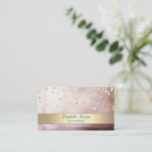 Elegant Stripe Confetti Roos Gold Visitekaartje (Staand voorkant)