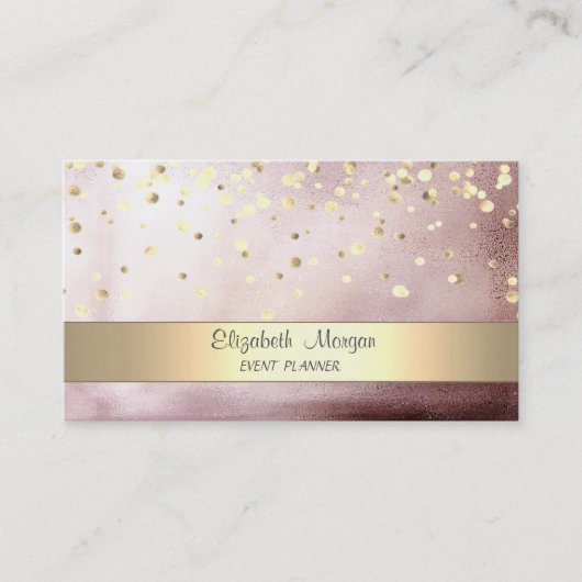 Elegant Stripe Confetti Roos Gold Visitekaartje (Voorkant)