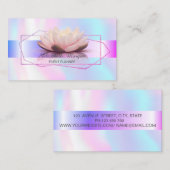 Elegant Stripe Geometrisch Lijst Lotus Holographic Visitekaartje (Voorkant / Achterkant)