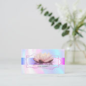 Elegant Stripe Geometrisch Lijst Lotus Holographic Visitekaartje (Staand voorkant)