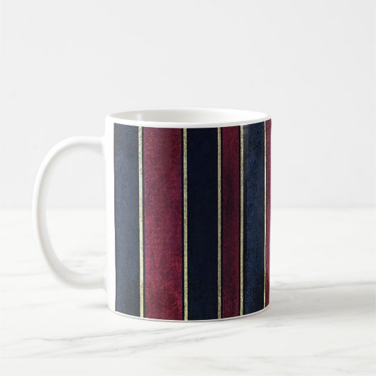 Elegant Stripe Gold Bourgogne Zwarte Mok (Links)