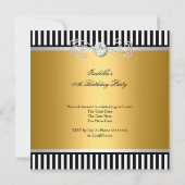 Elegant Stripe Gold White Silver Birthday Kaart (Achterkant)