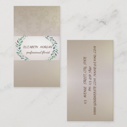 Elegant Stripe, Lace, Waterverf Olive Branch Visitekaartje (Voorkant / Achterkant)
