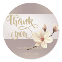 Elegant Stripe Magnolia You Wedding Sticker