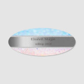 Elegant Stripe, Pearls Bokeh Ombre Naamplaatje (Voorkant)