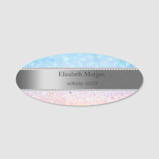 Elegant Stripe, Pearls Bokeh Ombre Naamplaatje (Voorkant)
