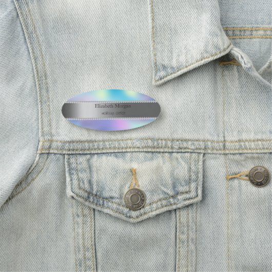 Elegant Stripe, Pearls Holographic Ombre Naamplaatje (In situ)