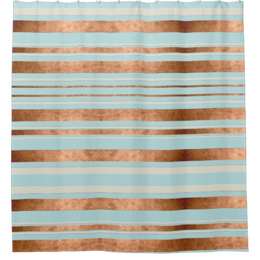Elegant Stripe Robin Egg Blue Copper Douchegordijn (Voorkant)
