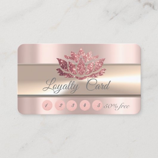 Elegant Stripe Roos Gold Glitter Lotus Klantenkaartje (Voorkant)