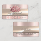 Elegant Stripe Roos Gold Glitter Lotus Klantenkaartje (Voorkant / Achterkant)