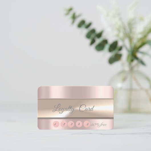 Elegant Stripe Roos Gold Loyalty Kaart (Staand voorkant)