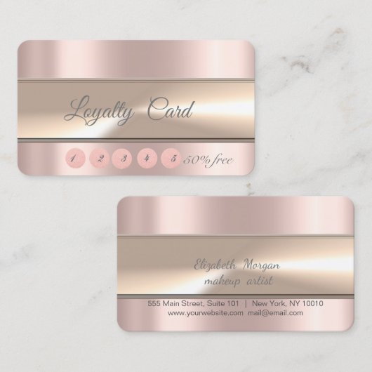 Elegant Stripe Roos Gold Loyalty Kaart (Voorkant / Achterkant)