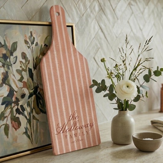 Elegant Stripe Script Typography Family Name Snijplank