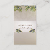 Elegant Stripe Waterverf Olive Branches Visitekaartje (Voorkant)