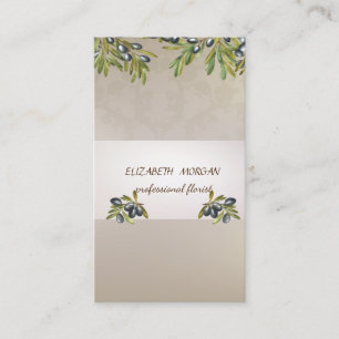 Elegant Stripe Waterverf Olive Branches Visitekaartje