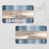 Elegant Stripe Whisk Bakery Blue Metallic Klantenkaartje (Voorkant / Achterkant)