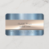 Elegant Stripe Whisk Bakery Blue Metallic Klantenkaartje (Achterkant)