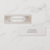 Elegant Striped Beige, FAUX Silver Sequin Monogram Mini Visitekaartje (Voorkant / Achterkant)