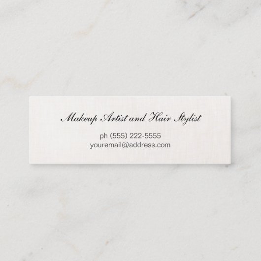 Elegant Striped Beige, FAUX Silver Sequin Monogram Mini Visitekaartje (Achterkant)