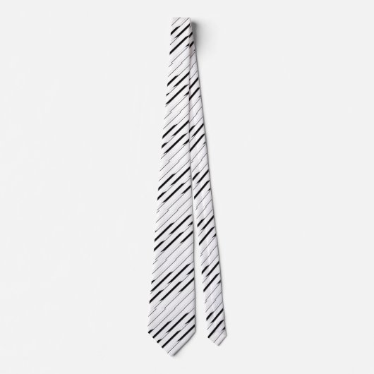 Elegant Striped Black and White Stropdas (Voorkant)