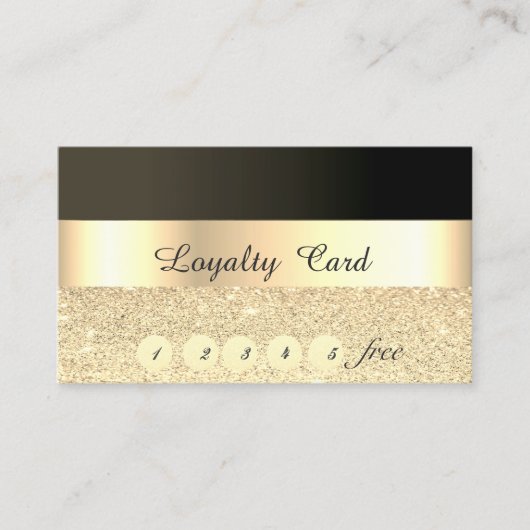 Elegant, Striped, Black, Glittery Loyalty Kaart (Voorkant)