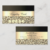 Elegant, striped, Black, Gold Glitter Loyalty Kaar (Voorkant / Achterkant)