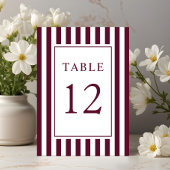 Elegant Striped Burgundy Wedding Kaart