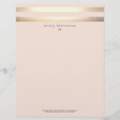 Elegant Striped FAUX Gold en Roze Custom Briefhoofd (Voorkant)