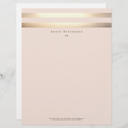 Elegant Striped FAUX Gold en Roze Custom Briefhoofd (Voorkant / Achterkant)